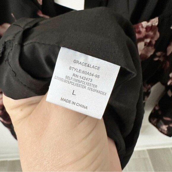 NEW Grace and Lace Floral Autumn Dress Black Size L - Picture 6 of 7